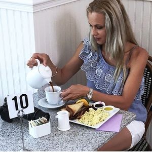 Miss Selfridge Asymmetrical Eyelet Top